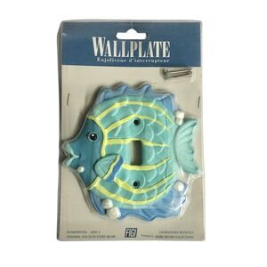 Figi 3D Handpainted TROPICAL FISH Light Cover Switch Plate Beachy Home Decor
